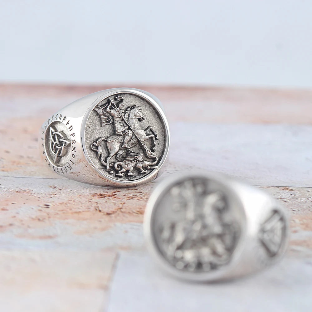 St. George Dragon Ring — 925 Silver