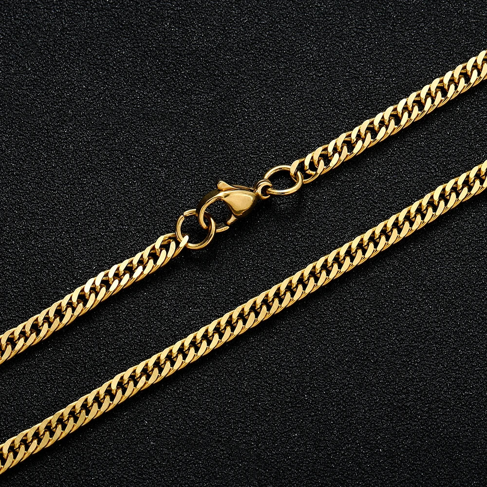 Gold Cuban Chain Necklace 4mm — Stainless Steel