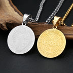 Catholic 316L Stainless Steel Saint Benedict Cross Pendant Necklaces For Men Women Religious Exorcism Prayer Jewelry