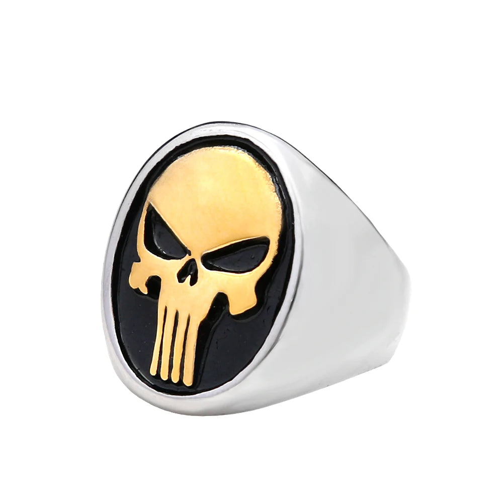 Fashion Punk Skull Rings Stainless Steel Simple Punisher Rings For Men Biker Unique Gothic Amulet Jewelry Gifts
