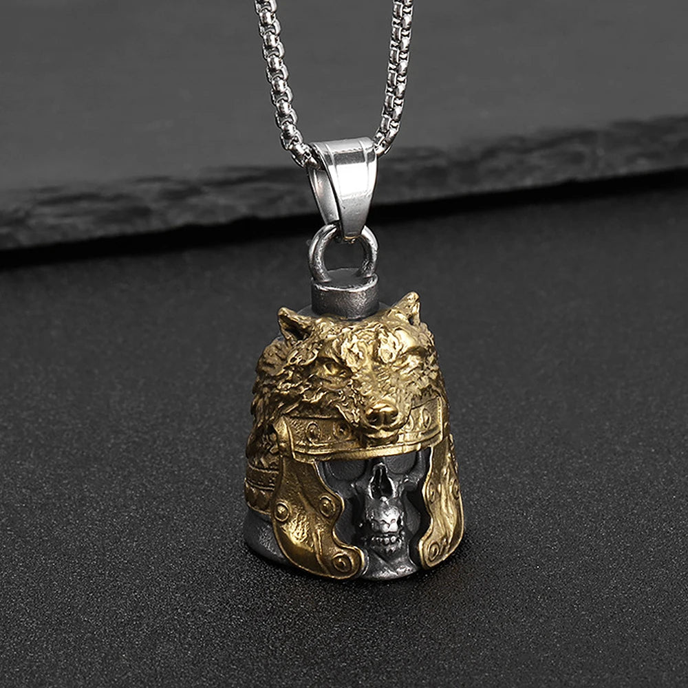 Viking Wolf Bell Pendant — Stainless Steel