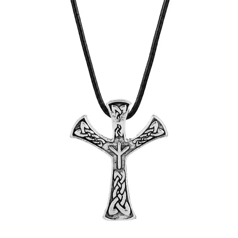 Viking Rune Algiz Pendant Necklace — Zinc Alloy