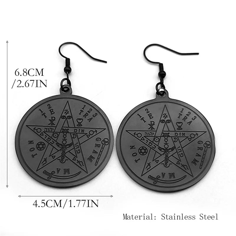 Gothic Star Gold Earrings Witchcraft Pentagram