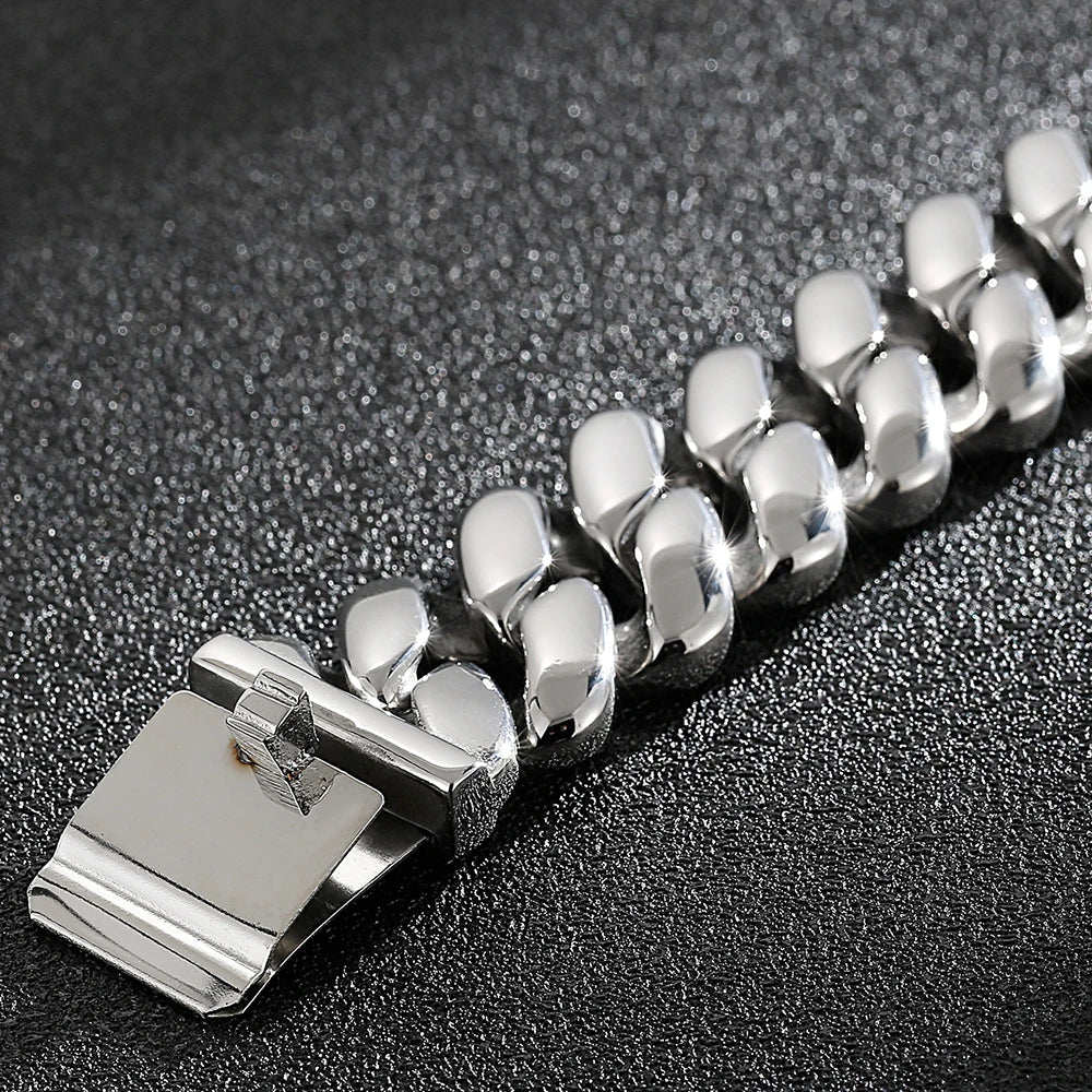 Steampunk Polished Casting Stainless Steel Bracelet for Man Hip Hop 20MM Wide Cuff Link Chain Wristband Birthday