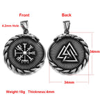 Norse Viking Rune Round Pendant Necklace — Stainless Steel