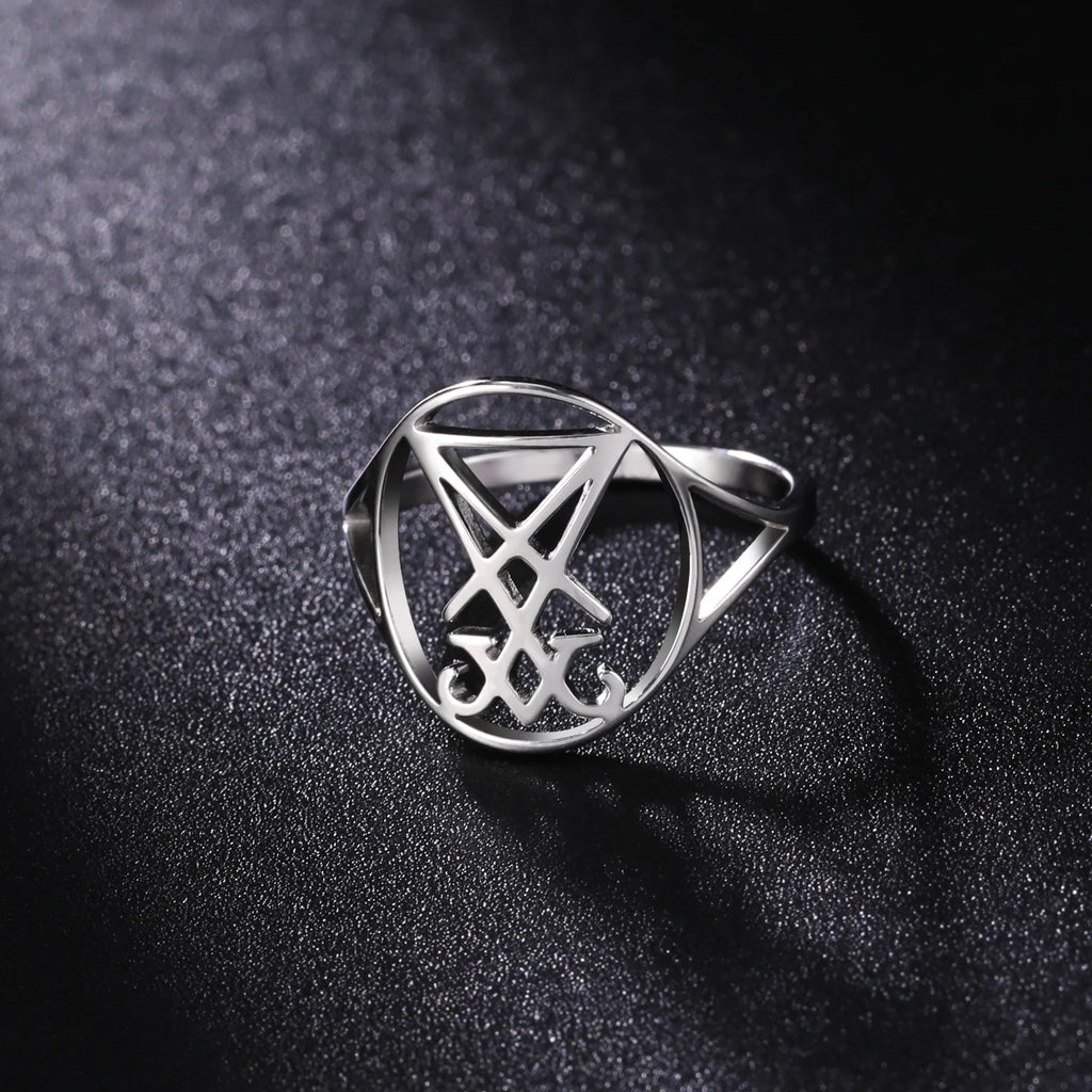 Sigil of Lucifer Amulet Ring — Stainless Steel