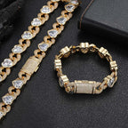 Iced Out Heart Cuban Bracelet 12MM Stainless Steel