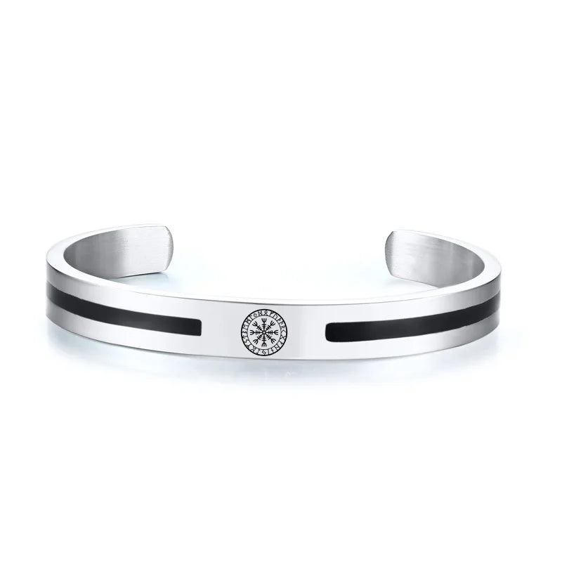 Viking Cuff Bangle Bracelet — Stainless Steel