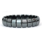 Geometric Hematite Bracelet for Men Biker Jewelry Grey Metal Energy Stone Therapy Punk Style Bangle for Him
