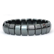 Geometric Hematite Bracelet for Men Biker Jewelry Grey Metal Energy Stone Therapy Punk Style Bangle for Him