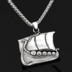Viking Longship Norse Pendant Necklace — Stainless Steel