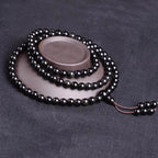 Buddha Rosary Black Bead Stretch Bracelet for Men and Women