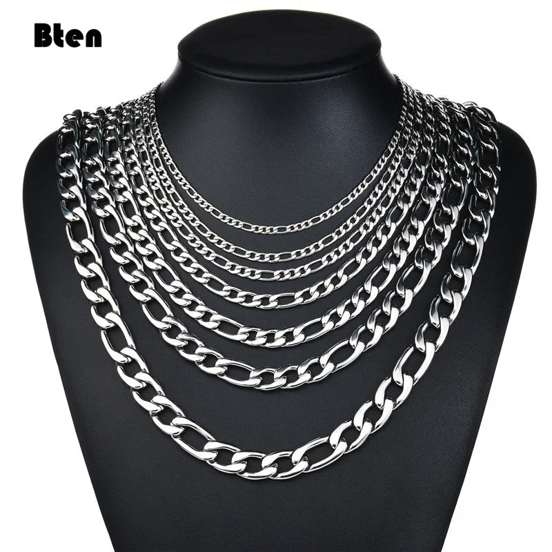 BTEN 2020 Fashion Classic Figaro Chain Necklace Men Stainless Steel Long Necklace For Men Women Chain Jewelry