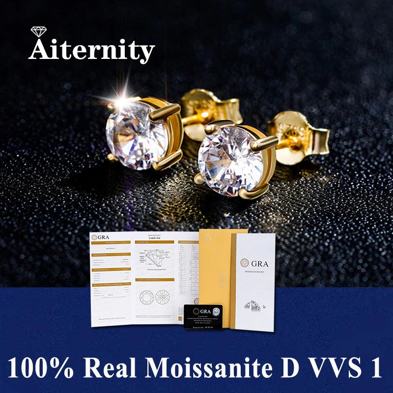 Moissanite Studs Earrings Pass Diamond tester Pen For Men Women 18K Platinum Plated Bride Wedding Gemstone 925 Silver Earrings