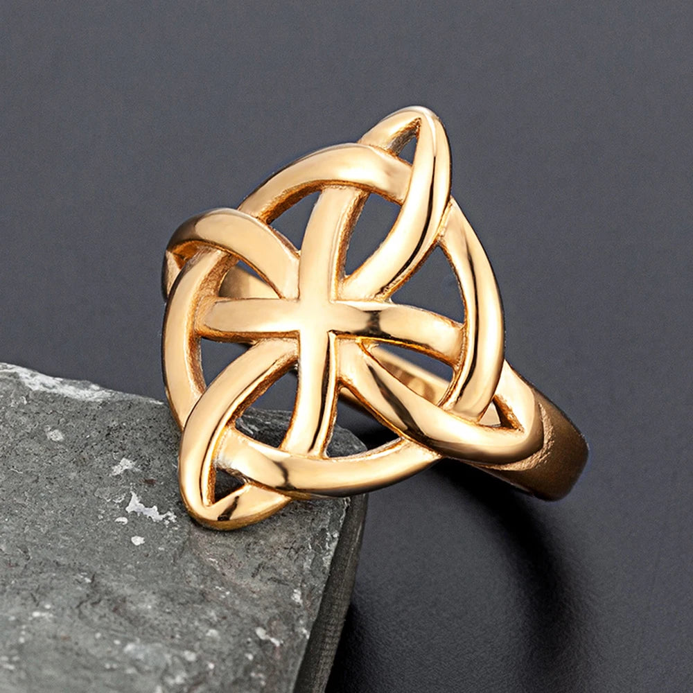 Hollow Celtic Trinity Knot Ring — Stainless Steel