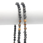 6mm Natural Map Stone Black Shimmerstone Hematite Necklace for Men and Women