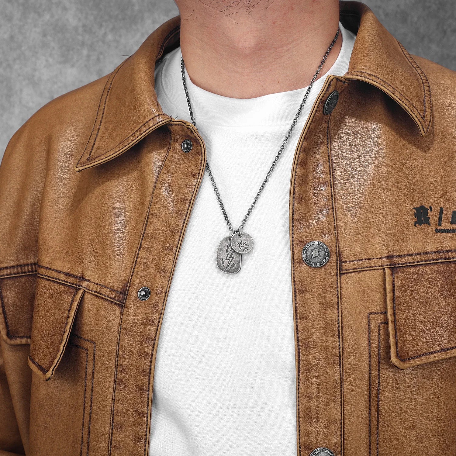 Lightning Pray Tag Pendant — Stainless Steel