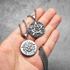 Star Moon Pendant Necklace Stainless Steel Vintage