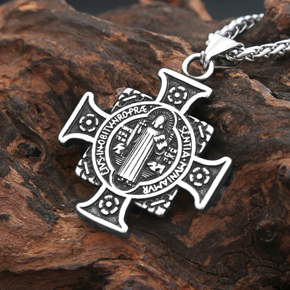 Saint Benedict Pendant — Stainless Steel