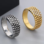 18K Vacuum Plated Rings for Man Women 316l Stainless Steel Men's Band Accessories Engagement CZ Ring His Birthday Party