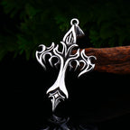 Vintage 316L Stainless Steel Flame Cross Pendant Necklace Hip Hop Fashion Casting Men Necklaces Party Jewelry Gifts Dropshipping