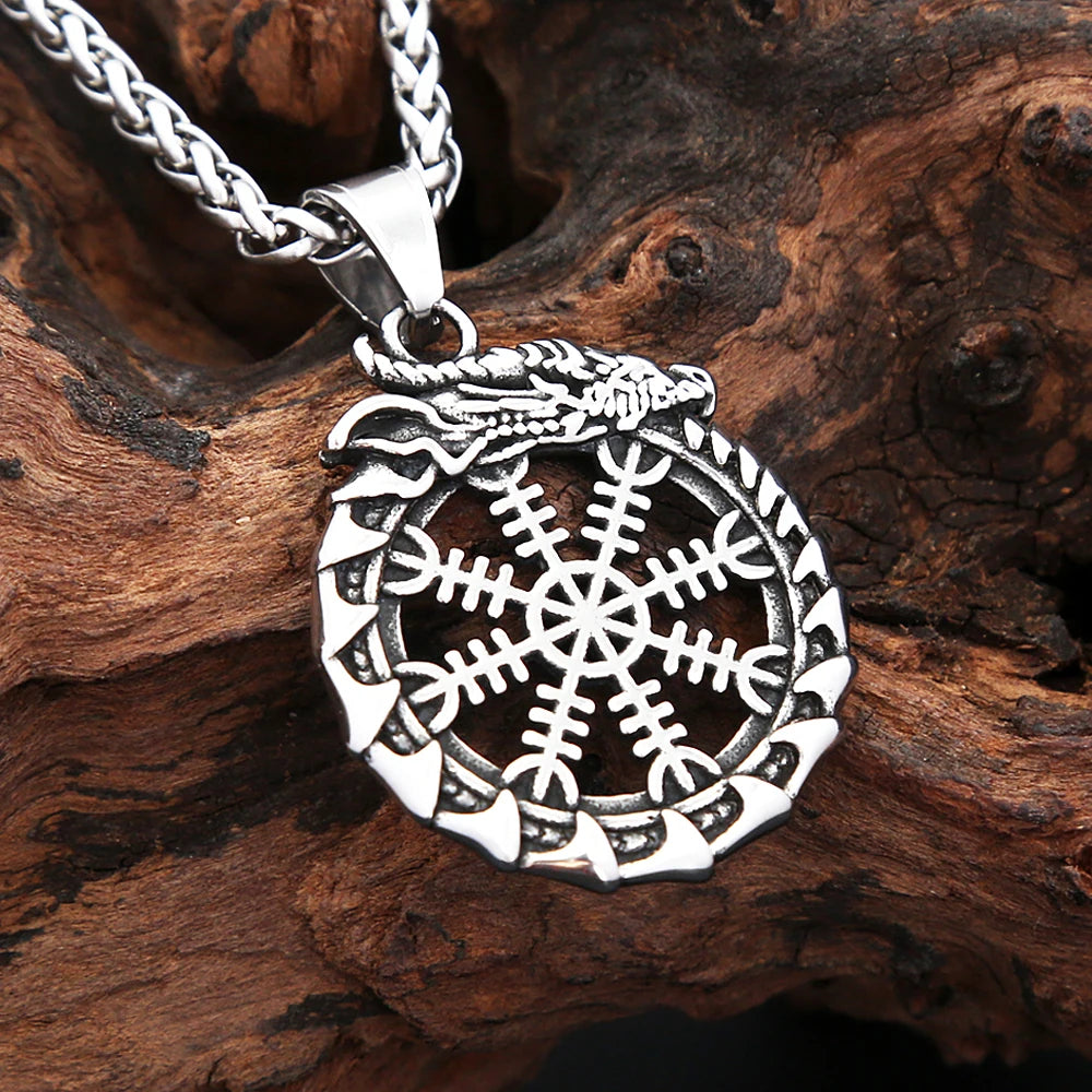 Dragon Viking Steel Pendant Vintage Ouroboros