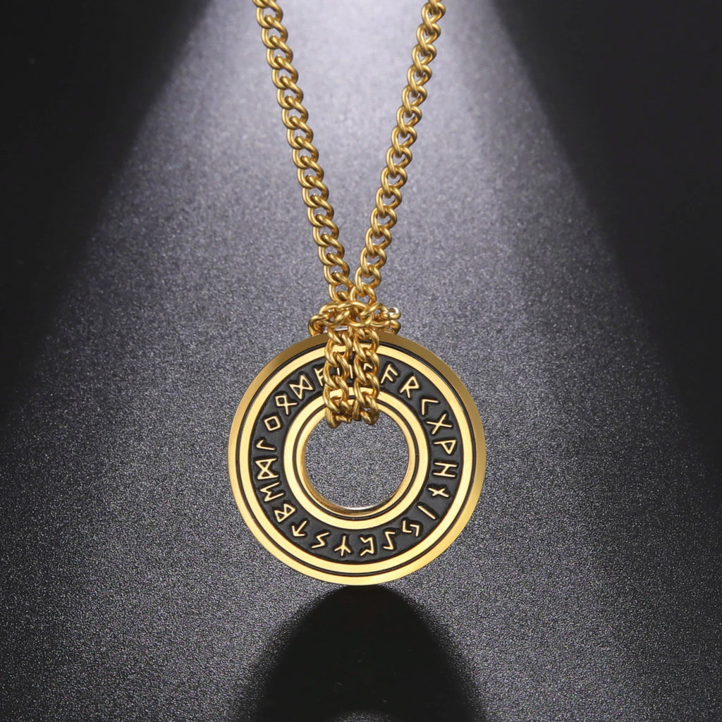 Odin's Runes Vegvisir Compass Pendant — Stainless Steel