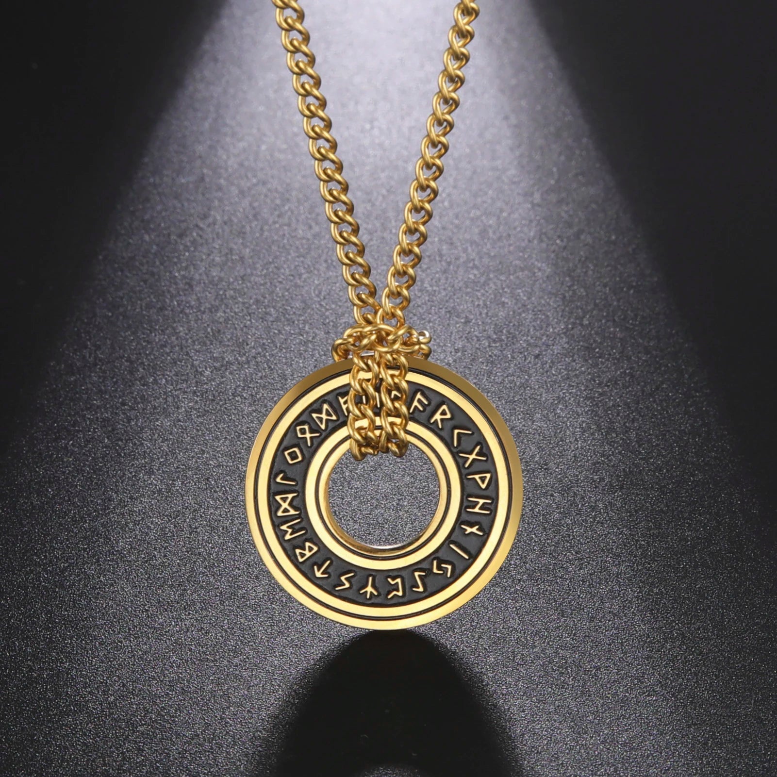 Odin's Runes Vegvisir Compass Pendant — Stainless Steel