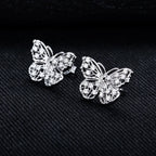 Iced Out Butterfly Earrings — 925 Silver