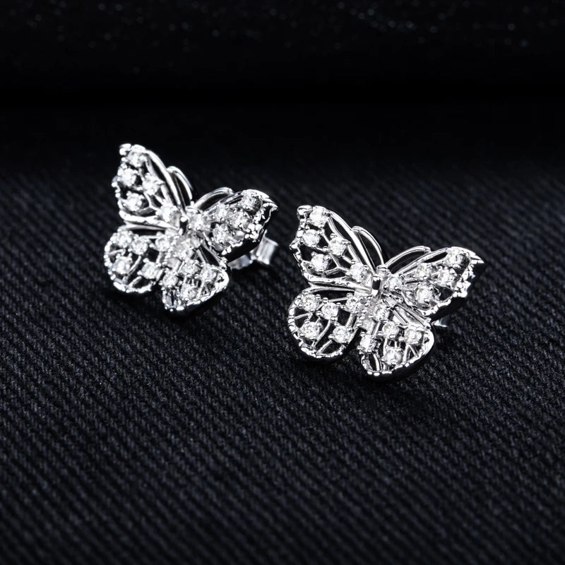 Iced Out Butterfly Earrings — 925 Silver
