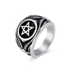 Vintage Fashion Stainless Steel Pentagram Rings For Men Women Gothic Biker Goat Devil Demon Ring Party Jewelry Gifts Wholesale