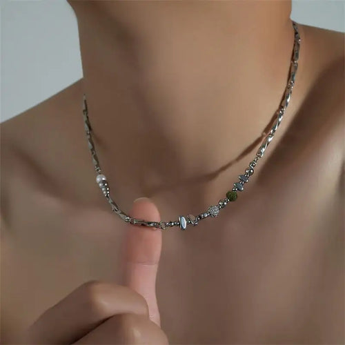 Beaded Stainless Steel Pendant Necklace