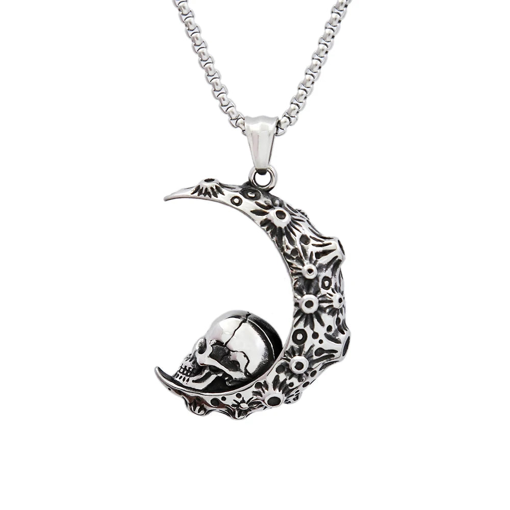 Gothic Skull Pendant Necklace — Stainless Steel