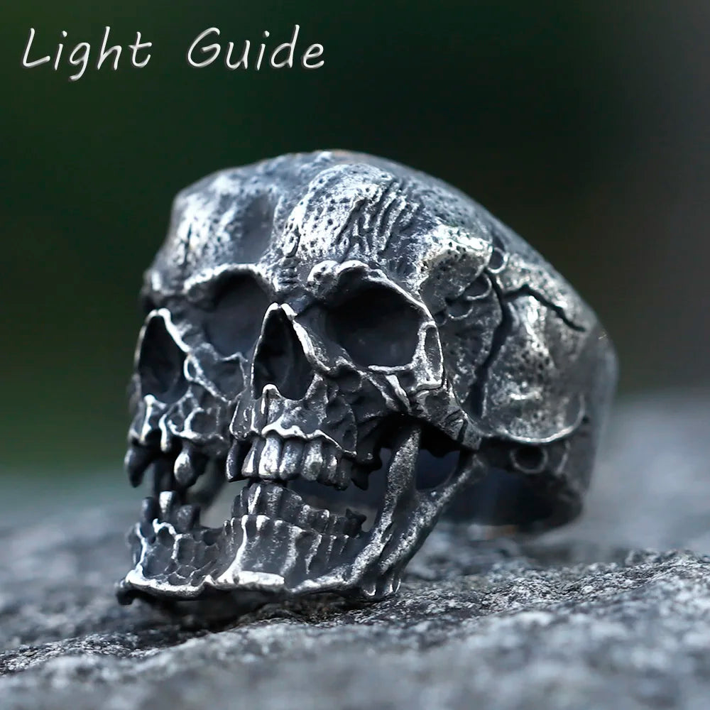NEW Men's 316L stainless steel Double headed Skull ring Gothic Biker PUNK Motorcycle Band Jewelry for Gifts free