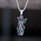 2023 New Stainless Steel Creative Angel Pendant Necklace For Man Women Trendy Banquet Street Casual Couple Lucky Gift