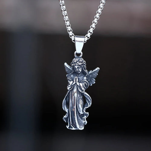 2023 New Stainless Steel Creative Angel Pendant Necklace For Man Women Trendy Banquet Street Casual Couple Lucky Gift