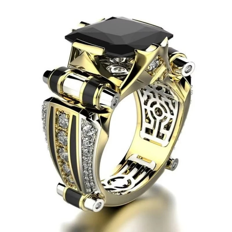 Square Large Zircon Ring — Stainless Steel