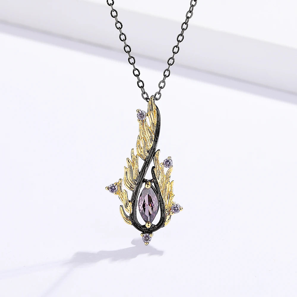 Iced Out Feather Gold Pendant Necklace