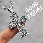 Jesus Heart Cross Pendant — Stainless Steel