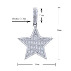 Iced Out Star Pendant Necklace Micro Paved Silver Color Cubic Zircon Prong Setting Charm For Men Women Hip Hop Jewelry