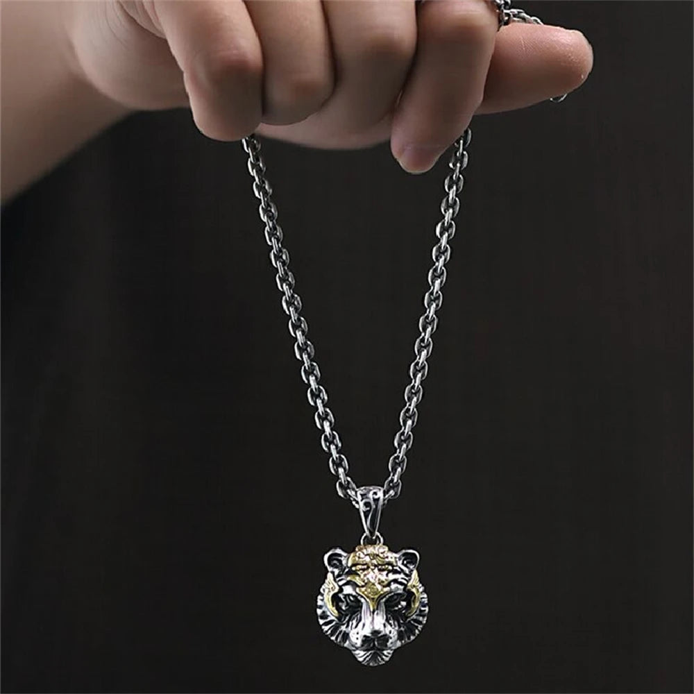 Tiger Head Pendant Necklace — Copper