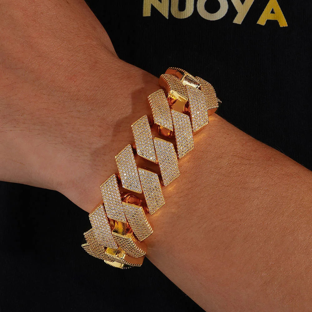 Gold Cuban Bracelet Iced Out 25MM Statement