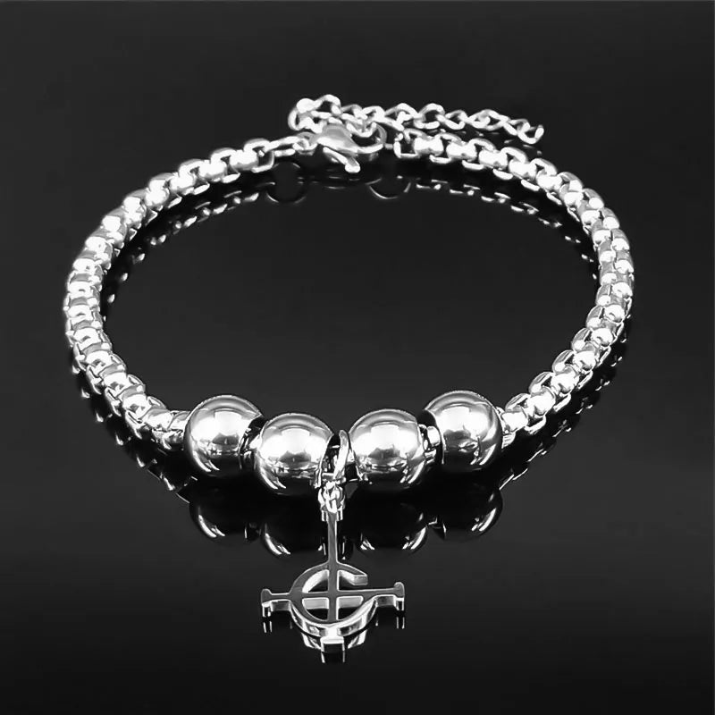 Band Beaded Bracelet — Stainless Steel