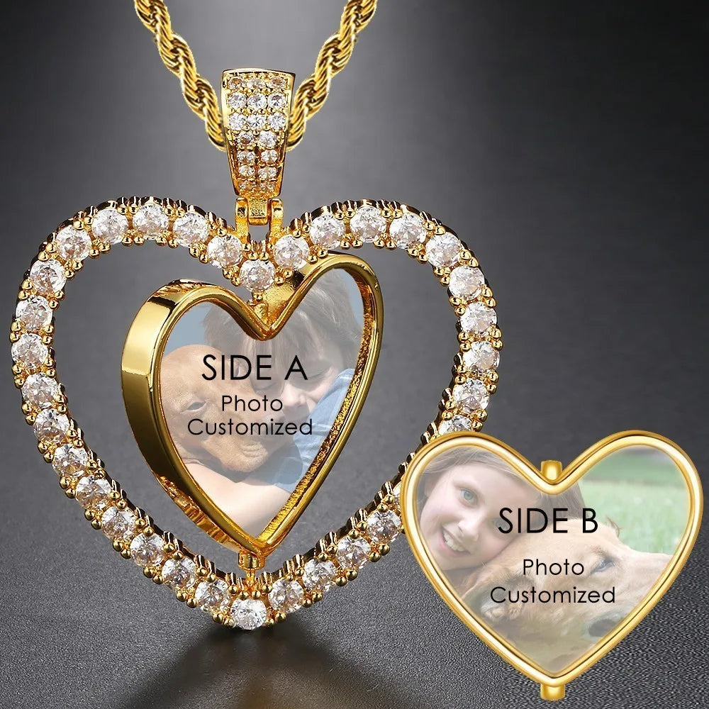 Heart Photo Pendant Necklace Memory