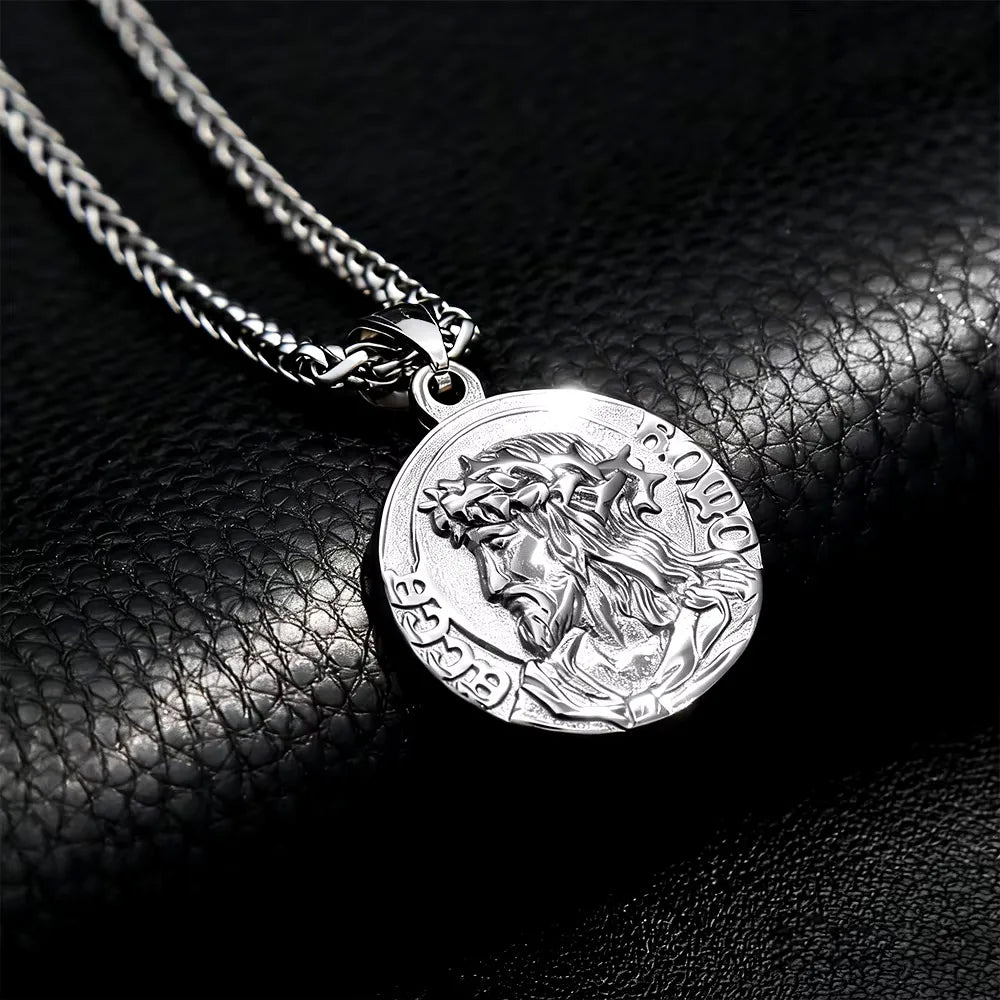 Jesus Portrait Pendant Necklace 316L Stainless Steel Christian Medal Necklaces For Men Women Jewelry Gift Dropshipping