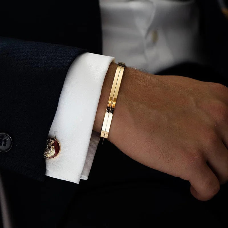 Minimal Thin Cuff Bangle Bracelet — Stainless Steel