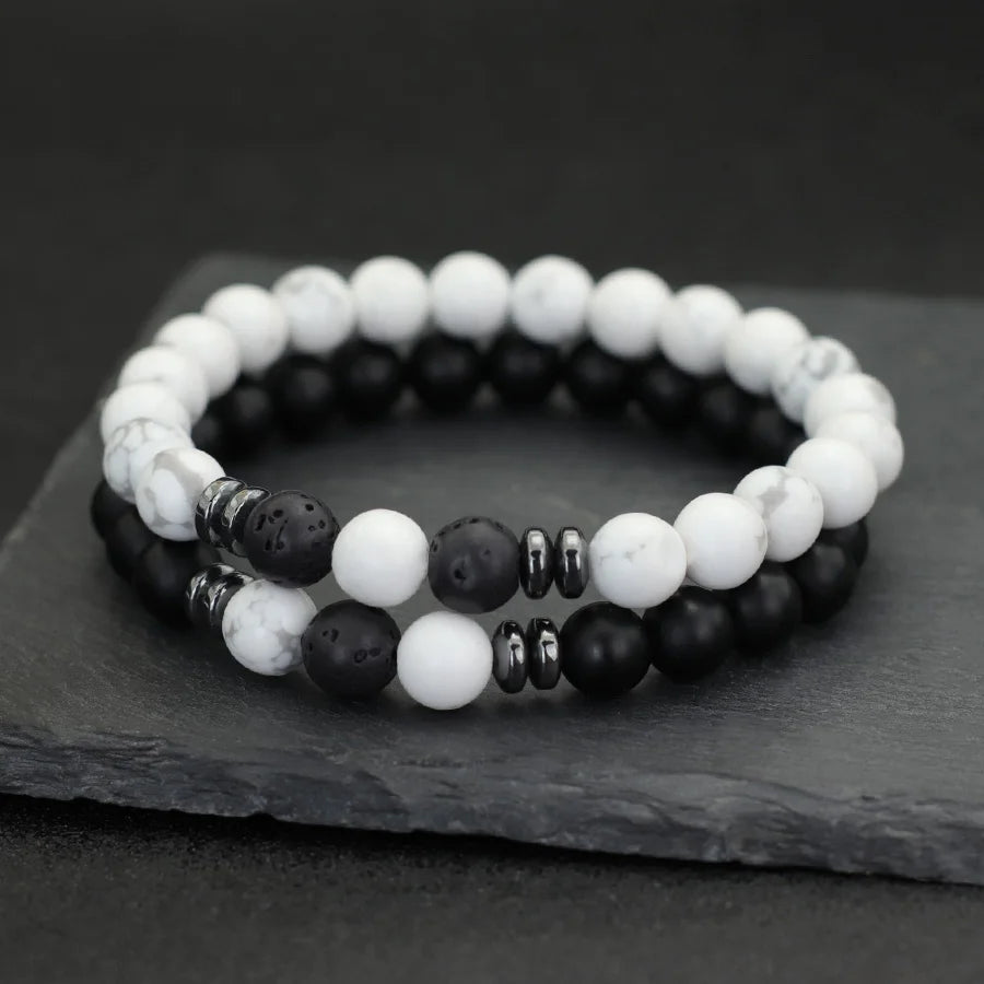 10 Styles 2Pcs Men Bracelet Set 8mm Tiger Eyes Malachite Obsidian Hematite Stone Positive Energy Healing Strand Braslet Homme