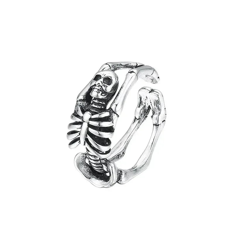 Gothic Retro Open Adjustable Ring — Multi-Design, Silver-Tone