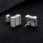 Iced Out Square Stud Earrings — 925 Silver