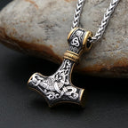 Vintage Stainless Steel Viking Thor's Hammer Pendant Necklace For Men Nordic Celtic Knot Necklace Fashion Jewelry Gift